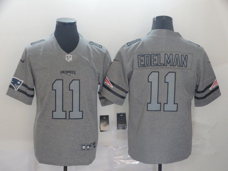 Men New England Patriots #11 Edelman Grey Retro Nike NFL Jerseys